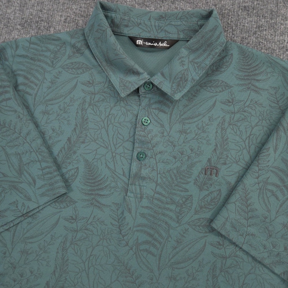 Travis Mathew Polo Shirt Mens XL Green Hidden Falls Botanical Floral AOP Golf